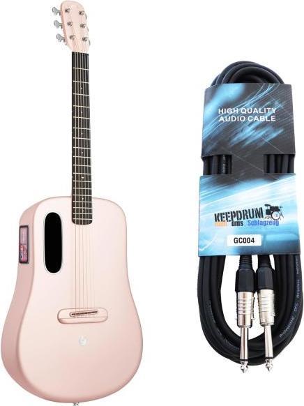 Actual product image Lava Music Gitarre ME 4 38 Zoll Pink mit Kabel (Acoustic guitar, HPL (High pressure laminate), Super AirSonic, Carbon fibre composite)