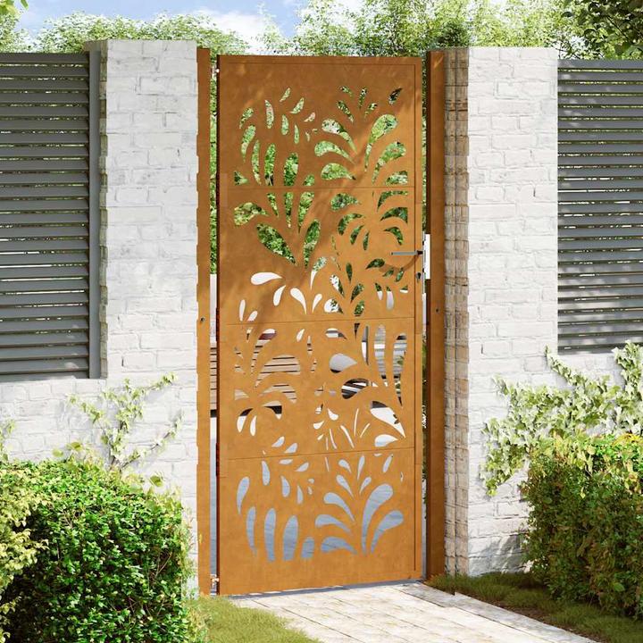 Image du produit vidaXL Portail de jardin 105x205 cm Acier résistant aux intempéries Design ondulé Portail de clôture