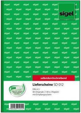 Image du produit Sigel Formulaire de bon de livraison Format papier : DIN A5 Autocopiant : Oui (40 x)