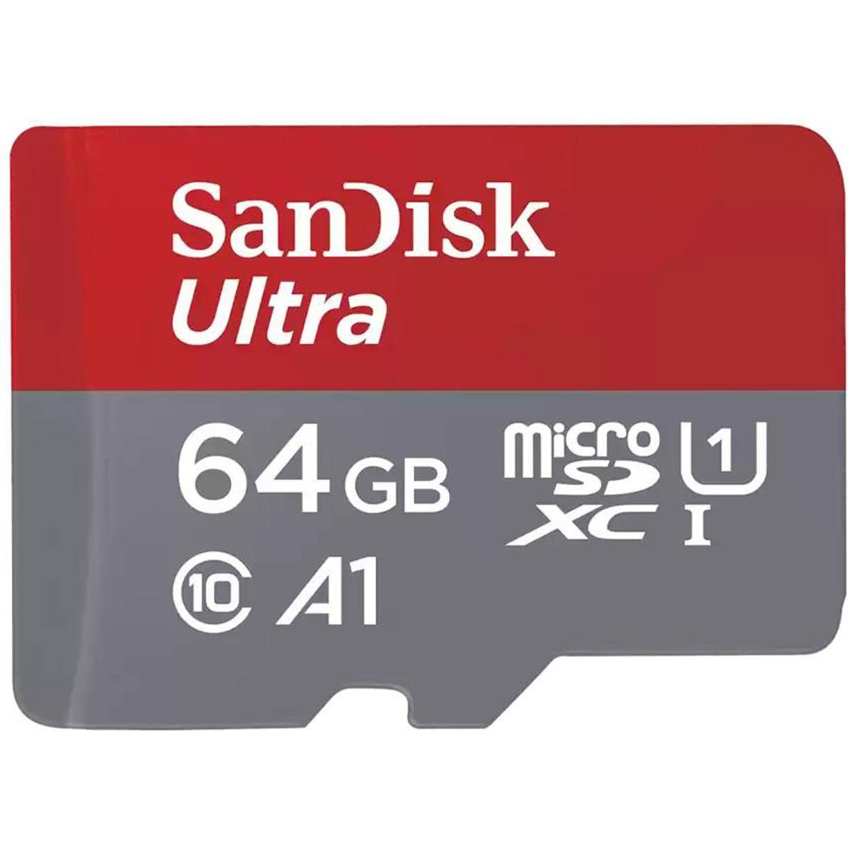 Sandisk Grigio/Rosso Ultra (64 Gb, Microsdxc, U1, Uhs-I), Scheda Di Memoria,