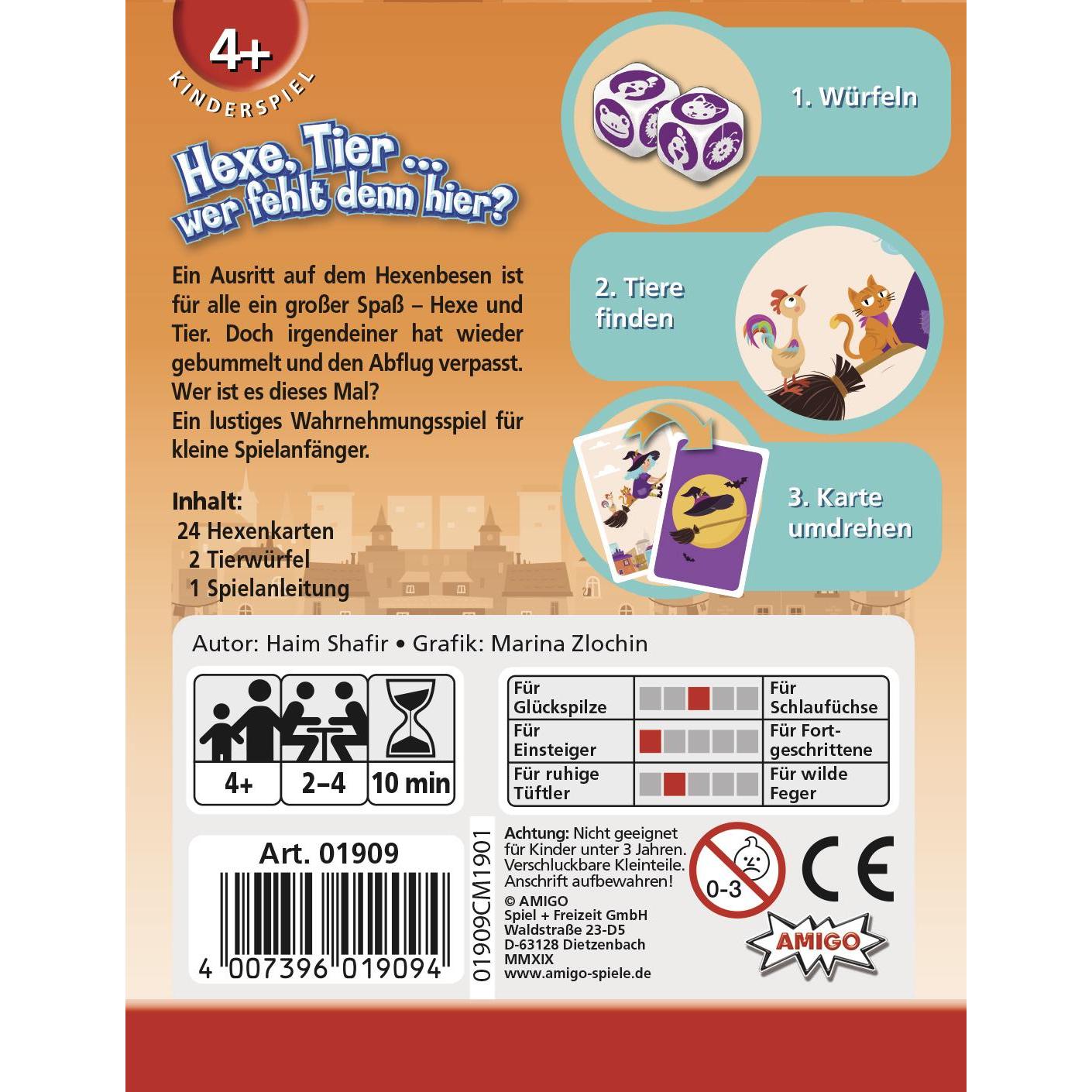 Thumbnail - Amigo Hexe, Tier... wer fehlt denn hier? ab 4 Jahren, 2-4 Spieler, Dauer 10 Min. (Deutsch)