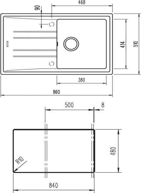 Actual product image Teka Stone 50 B-TG 1C 1E (51 cm, 86 cm)