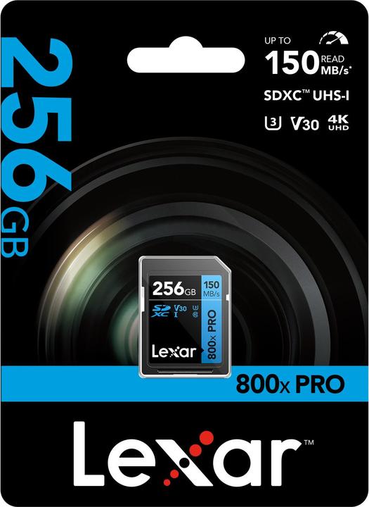 Productafbeelding Lexar SDXC-kaart PRO 256GB UHS-1 V30 serie blauw (800x) (256 GB, SDXC, U3, UHS-I)
