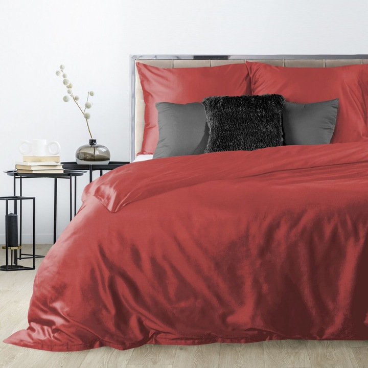 Produktbild Eurofirany DIVA LINE DINA Bettwäsche-Set aus hochwertigem Baumwollsatin, einfarbig, 160 x 200 cm (Duvetbezug, 160 x 200 cm)