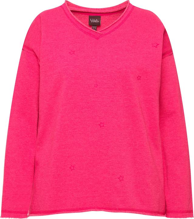Produktbild Ulla Popken Sweatshirt, Flocksterne, Oversized, V-Ausschnitt, Langarm (54)