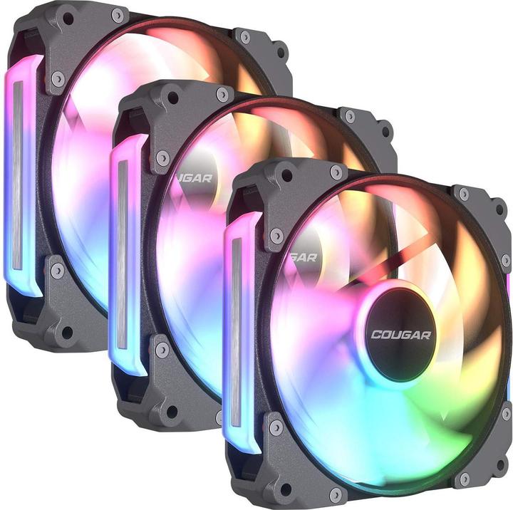 Actual product image Cougar Gehäuse Lüfter Apolar120ARGB,Reverse Blade,Schwarz3er (120 mm, 3x)