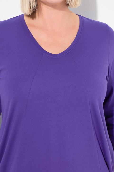 Produktbild Ulla Popken Longshirt, Ziernähte, A-Linie, V-Ausschnitt, 3/4-Arm (50, 52)