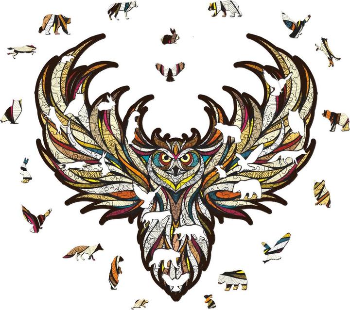 Immagine prodotto Eco Wood Art Puzzle in legno S - Gufo (In una scatola di legno) (70 pezzi)