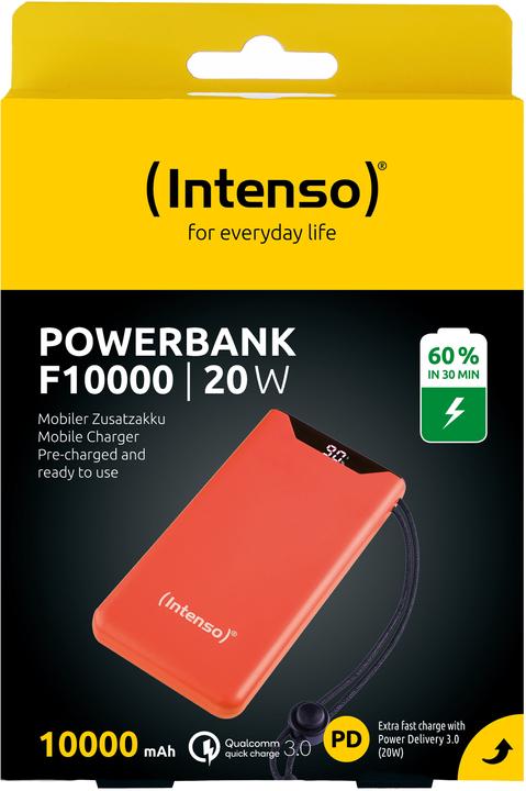 Image du produit Intenso Powerbank F10000 Orange (orange, 10 000 mAh, PD 3.0, Quick Charge 3.0) (10000 mAh, 20 W, 20 Wh)