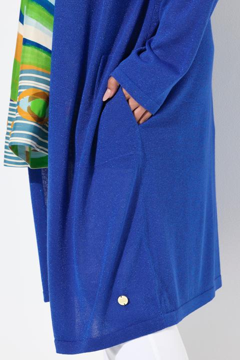 Produktbild Ulla Popken Long-Strickjacke, offene Form, V-Ausschnitt, Stehkragen (58)