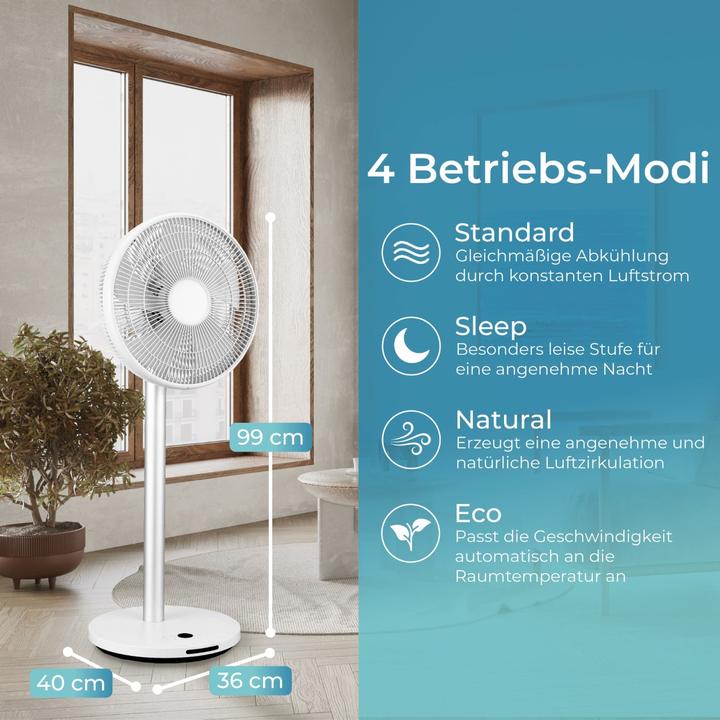 Actual product image KLAMER Silent Ventilator mit Fernbedienung, 12 Geschwindigkeitsstufen, autom. 90° Oszillation (57.90 dB)