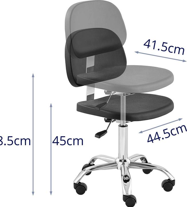 Immagine prodotto Fromm & Starck Sedia da laboratorio - 120 kg - Nero cromato- Altezza regolabile tra 450 e 585 mm