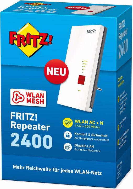 Immagine prodotto FRITZ! Repeater 2400 WLAN Mesh International (1733 Mbit/s, 600 Mbit/s)