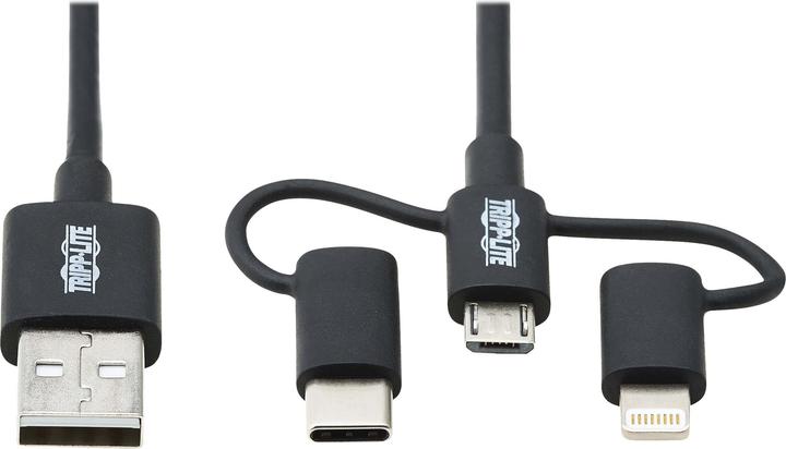 Actual product image Eaton Universal USB-A to Lightning USB Micro-B and USB-C Sync/Charge Cable M/3xM MFi Certi (1.83 m, USB 2.0, 60 W)