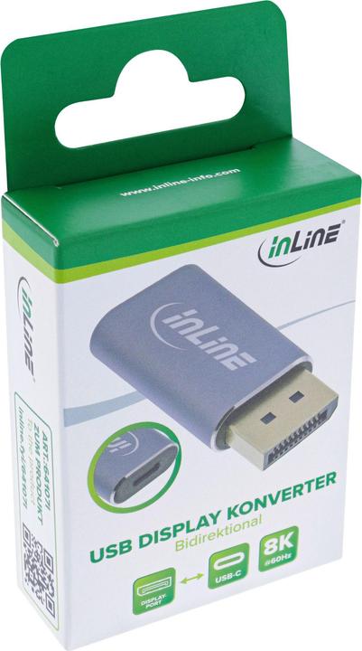 Immagine prodotto InLine ® USB Display Konverter, DisplayPort zu USB-C bidirektional, 8K (USB-C, 4.70 cm)