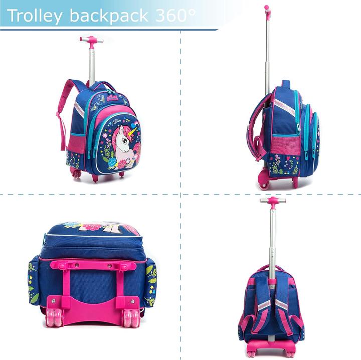 Immagine prodotto HTgroce Einhorn Schultrolley für Kinder mit Zubehör-Set (24 l)