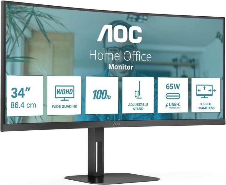 Productafbeelding AOC CU34V5C (34", 3440x1440,UWQHD) (3440 x 1440 pixels, 34")