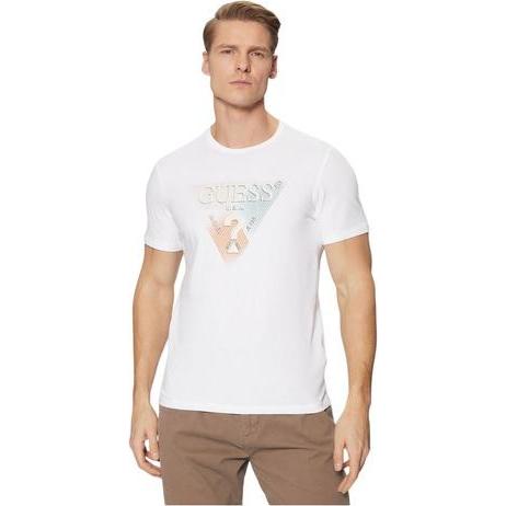 Guess, Uomini, Maglietta, Herren T-Shirt Dreieck Weiss, (L)