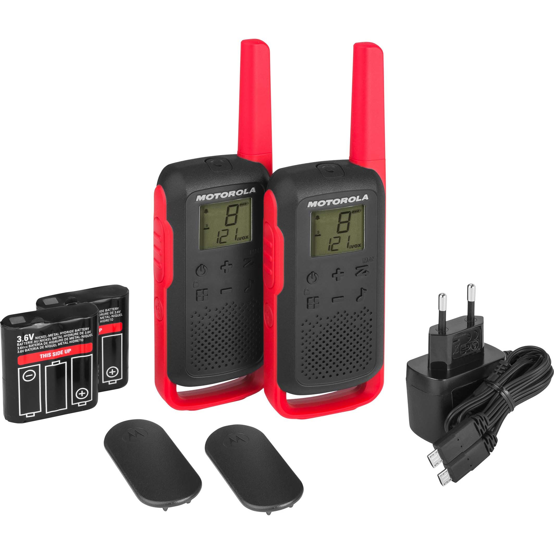 Thumbnail - Motorola 2er Set Talkabout (8 km), Walkie-Talkie, Rot, Schwarz