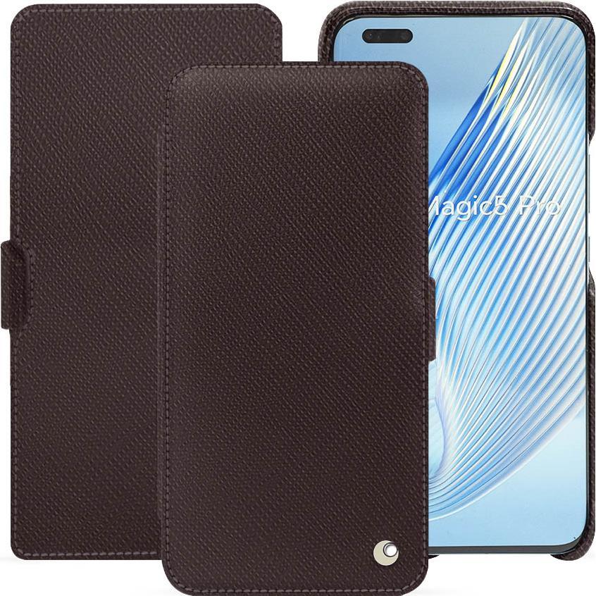Noreve Lederschutzhülle horizontal (Honor Magic5 Pro), Smartphone Hülle, Braun