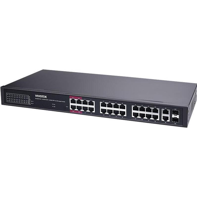 Vivotek AW-GEL-285A-380 Switch man. 28-Port PoE (28 Ports), Netzwerk Switch, Schwarz