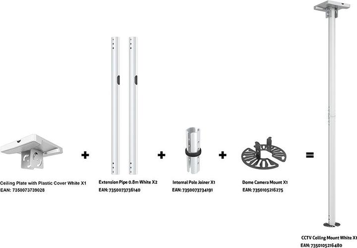 Image du produit Multibrackets Support plafond pour caméras dôme/CCTV, blanc (Cadres support AV)