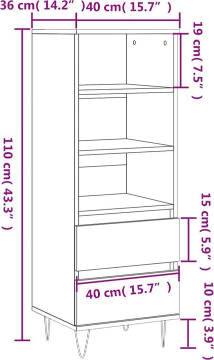 Image du produit vidaXL Highboard (40 x 36 x 110 cm)