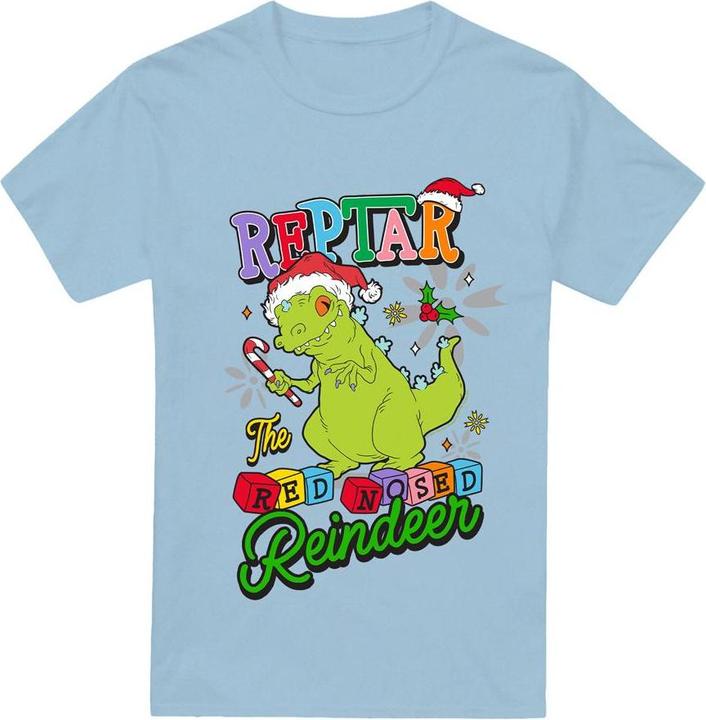 Immagine prodotto Rugrats Reptar The Red Nosed Reindeer Maglietta Natale Uomo (3XL)