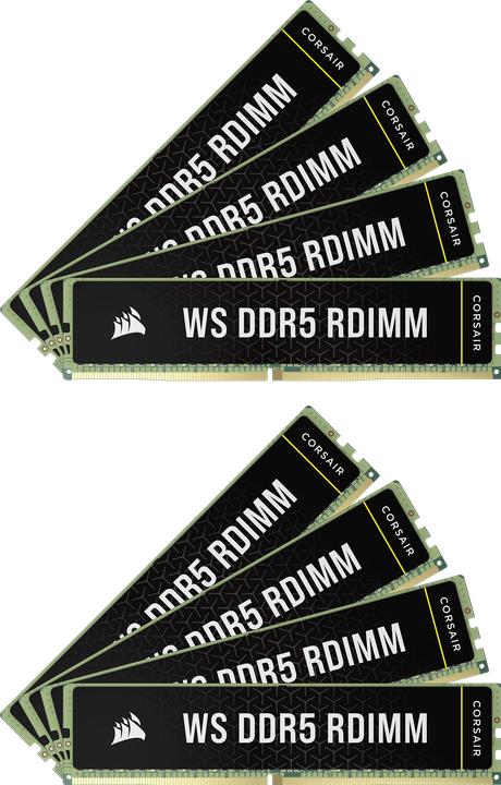 Actual product image Corsair DDR5, 5600MT/s 128GB 8x16GB RDIMM, 40-40-40-77, Hynix Die, Single Rank, Intel XMP 3.0, WS DDR5 RDIM (8 x 16GB, 5600 MHz, DDR5 RAM, R-DIMM)