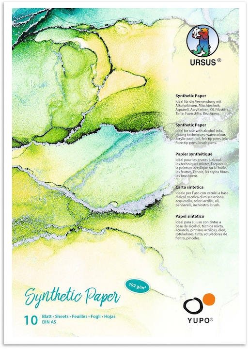 Ursus Bloc de peinture Yupo Synthetic, A5, 10 feuilles (A5)