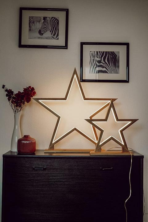 Actual product image Novaliv LED Star Lamps Economy Set 35 + 55cm Natural Wood Table Lamp LED with Power Cable SMD LED