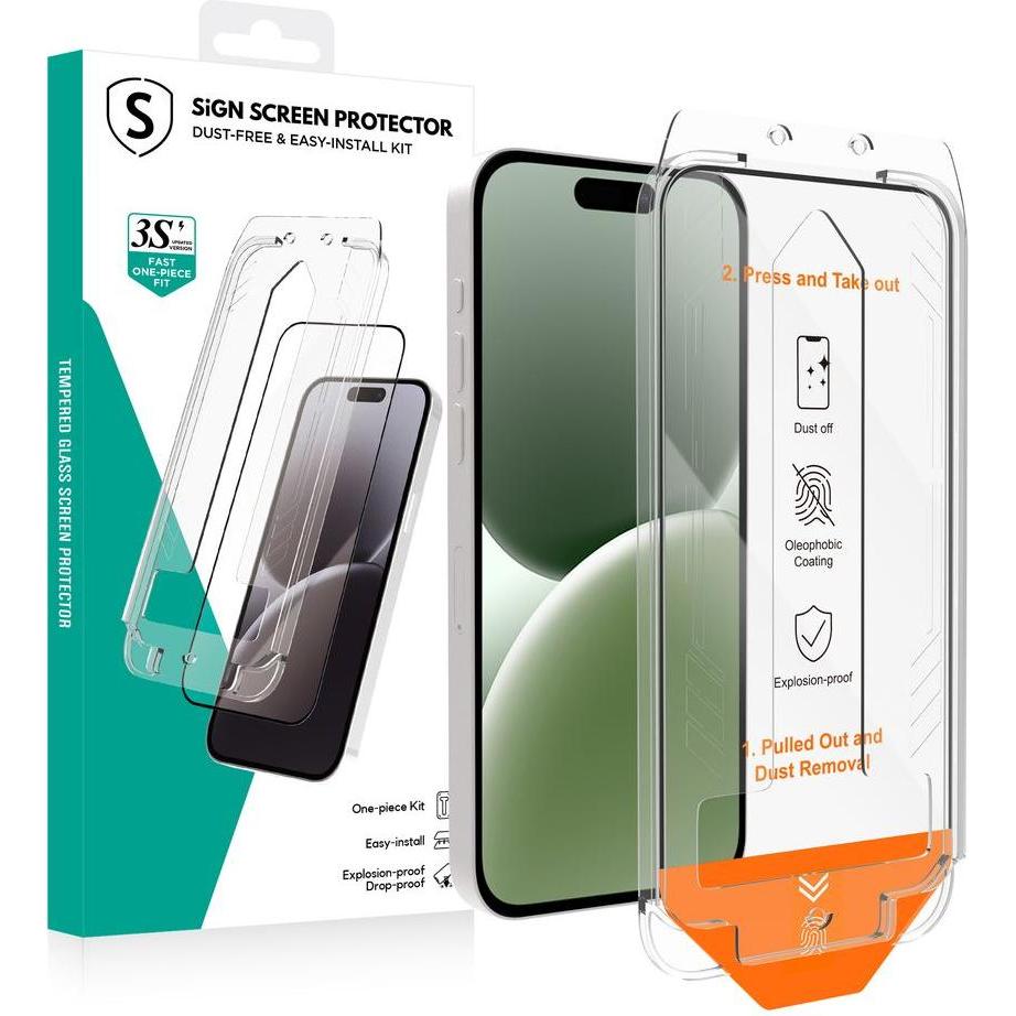 SIGN Screen Protector for iPhone 17 Air with dust free applicator (Apple iPhone 17 Pro), Pellicola protettiva smartphone