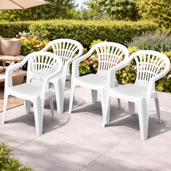 Actual product image Mojawo 4er Stapelstuhl Bistrostuhl Gartenstuhl ALTEA Weiss Kunststoff