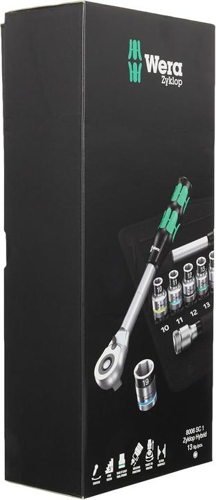 Produktbild Wera 8006 SC 1 Zyklop Hybrid-Knarrensatz (10 mm, 11 mm, 12 mm, 13 mm, 14 mm, 15 mm, 16 mm, 17 mm, 18 mm, 19 mm)
