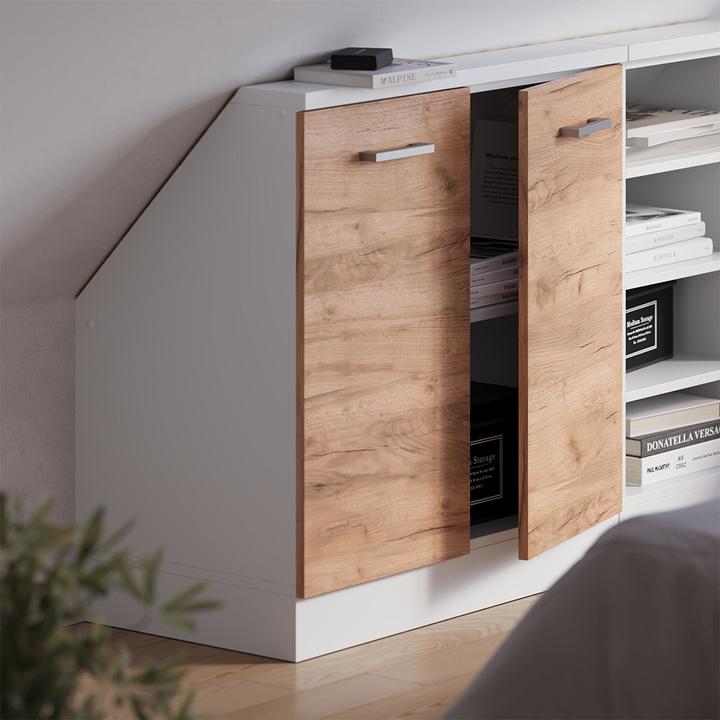 Produktbild Vichy Dachschrägenschrank Rion, Weiss/Goldkraft Eiche, mit 2 Türen (46 x 46 x 81.60 cm)