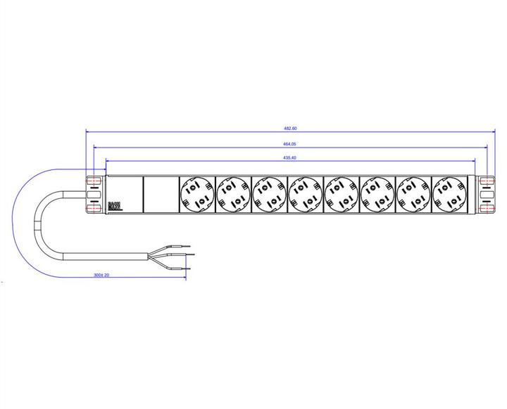 Actual product image Bachmann 19" 1U 8xCEE7/3 1xterminal (8x, CEE 7/3, 2 m)