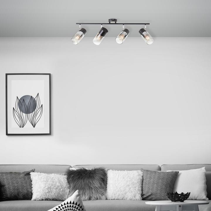 Image du produit Brilliant Alia rampe de spots 4 flammes noir/verre fumé Dimension: 23,5x74,5 (E27)