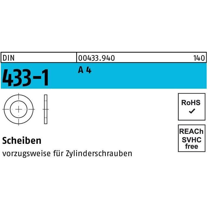 Zubehör Befestigungstechnik, Scheibe DIN 433-1 6,4 x11 x1,6 A 4