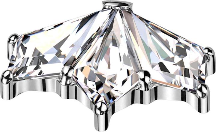 Image du produit Star Piercing Dermal Anchor éventail argenté trois cristaux de diamant argenté (sans laiton, Titane)