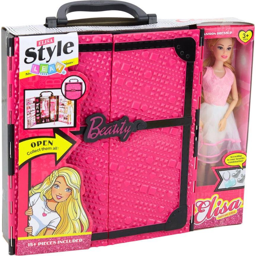 [n]fibrecare Rosa Puppengarderoben-Set, Kleider, Schuhe, Accessoires