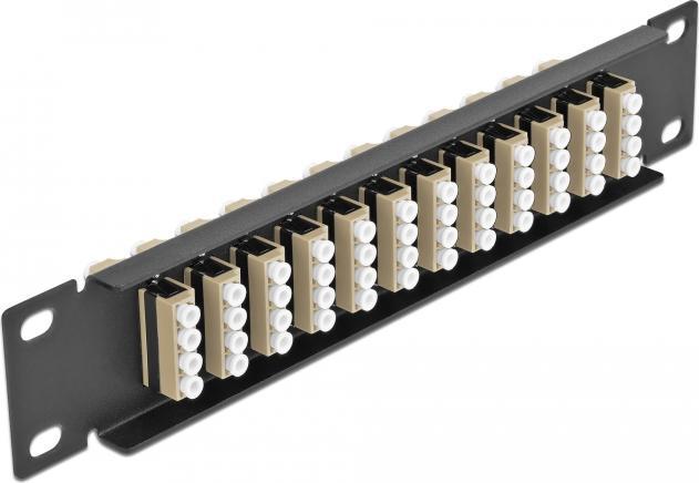 Produktbild Delock 10? LWL Patchpanel 12 Port LC Quad beige 1 HE schwarz