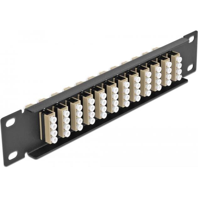 Thumbnail - Delock 10? LWL Patchpanel 12 Port LC Quad beige 1 HE schwarz, Server Zubehör, Beige, Schwarz