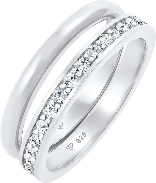 Produktbild Elli Ring Kristalle Memoire Bandring Basic 2er Set 925 Silber (56, 925 Silber)