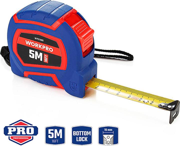 Actual product image Workpro Flexometer Nylon 5 m x 19 mm (5 m)
