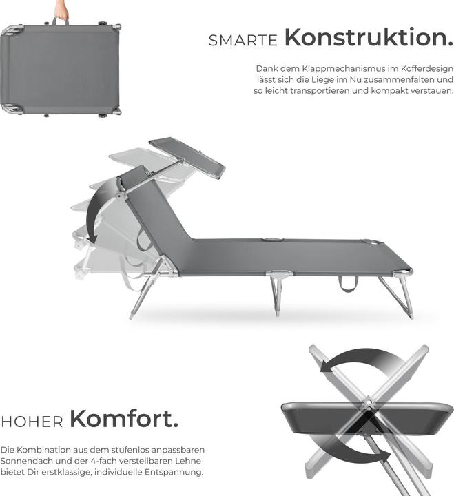 Immagine prodotto tectake lettino prendisole, regolabile in 4 posizioni (190 cm)
