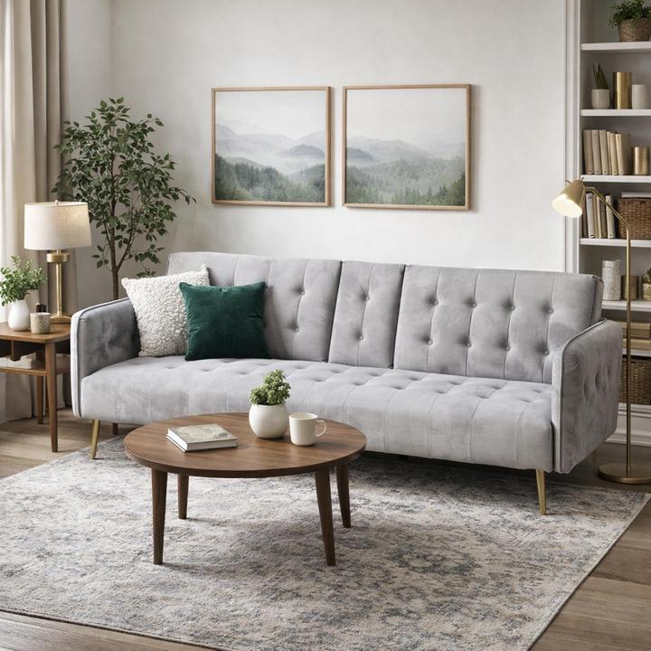 Produktbild HTI-Living Schlafsofa Eris Velvet Grau mit Becherhalter