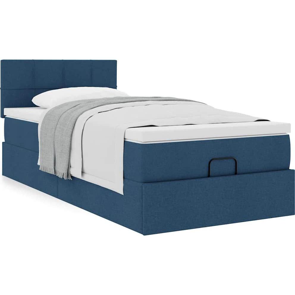 VidaXL, Bett, Ottoman-Bett mit Matratze Blau 90x200 cm Stoff (90 x 200 cm)