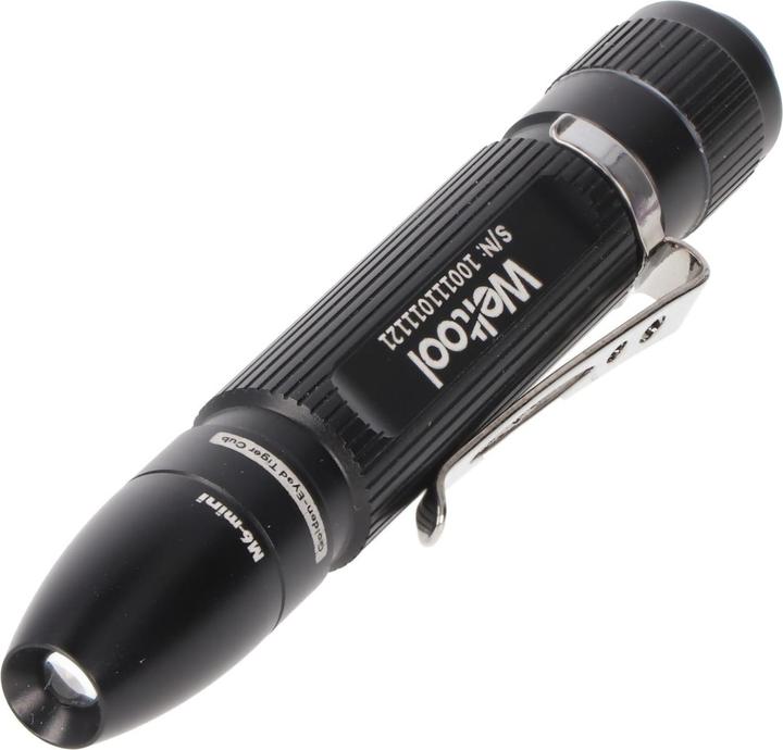 Actual product image Weltool M6-DR Mini Taschenlampe, Länge nur 88mm, warmweisse LED (8.80 cm)