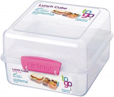 Actual product image Sistema Lunchbox Cube to go 3 compartments 14,5x15x9,6cm assorted colors