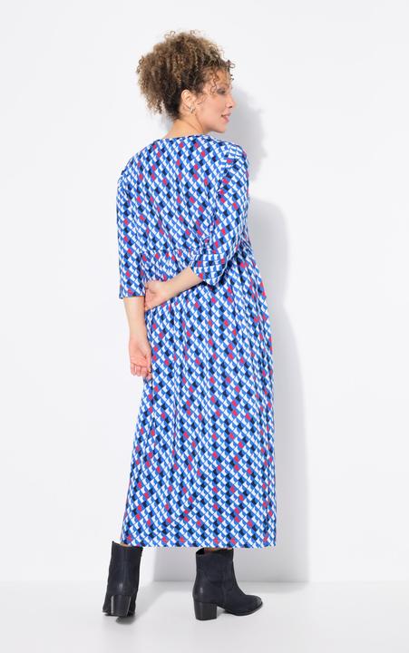 Produktbild Ulla Popken Jerseykleid, Zierbänder, A-Linie, Rundhals, 3/4-Arm (54)